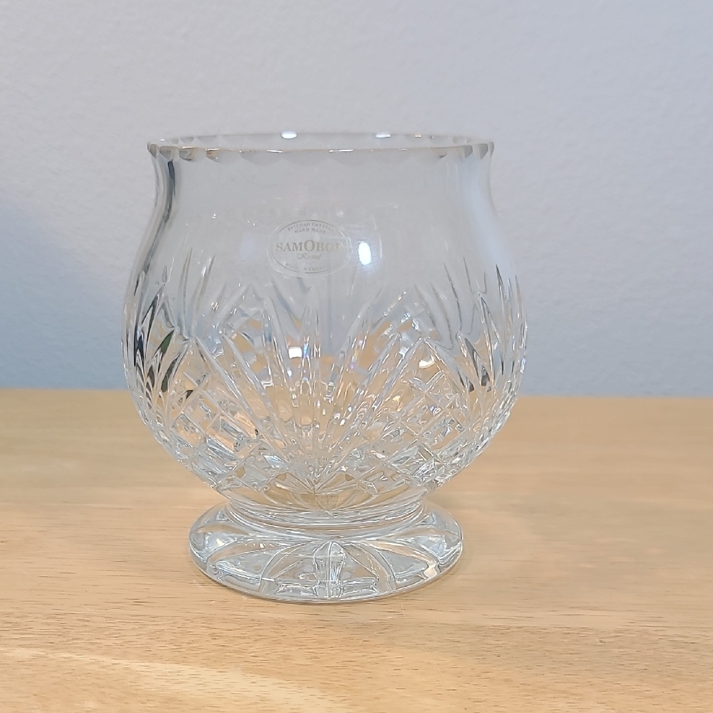 Sam Obor Handmade Crystal Cut Glass Vase
